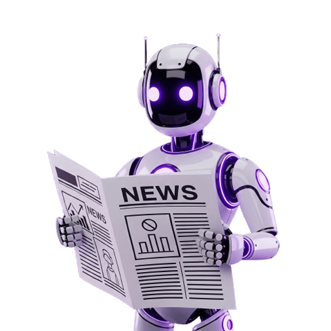 AI Robot reading newspaper